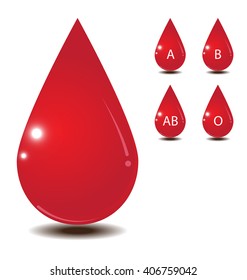 Blood drop isolate on white back ground and icon