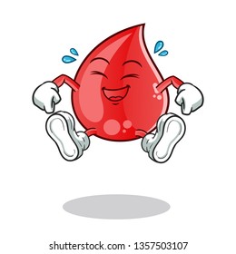 blood drop jumping mascot vector cartoon illustration