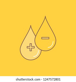 blood, drop, liquid, Plus, Minus Flat Line Filled Icon. Beautiful Logo button over yellow background for UI and UX, website or mobile application