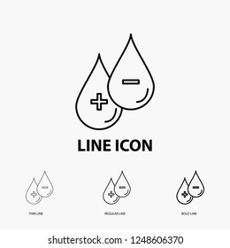 blood, drop, liquid, Plus, Minus Icon in Thin, Regular and Bold Line Style. Vector illustration