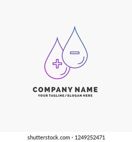 blood, drop, liquid, Plus, Minus Purple Business Logo Template. Place for Tagline