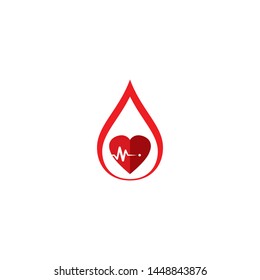 Blood drop logo icon. Red drop vector illustration. Flat design style on white background.