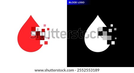 Blood drop logo. Pixel, donation, health. Icon symbol design template EPS 10.