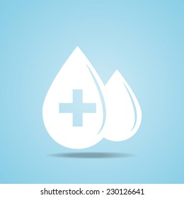 Blood drop with medicine icon, vector EPS 10.