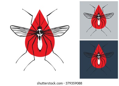 Blood drop mosquito vector image. Picture with blood drop mosquito. Symbolic blood drop mosquito. Vector blood drop mosquito logo. Label with blood drop mosquito. Attention blood drop mosquito