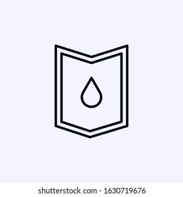 Blood drop on shield icon thin line
