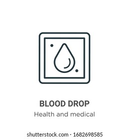 Blood drop outline vector icon. Thin line black blood drop icon, flat vector simple element illustration from editable health and medical concept isolated stroke on white background