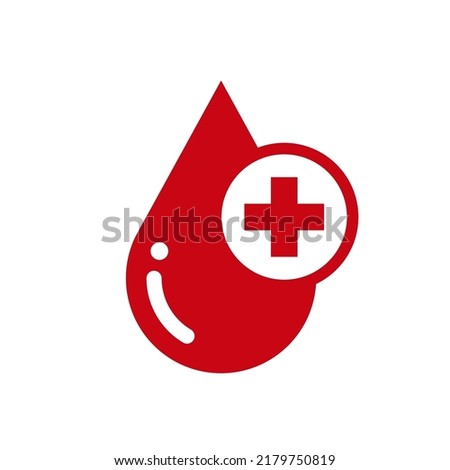 Blood drop with plus icon, Blood donation, Medical healthy concept, Vector illustration