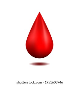 Caída de sangre, rojo brillante con sombra, ilustración vectorial.