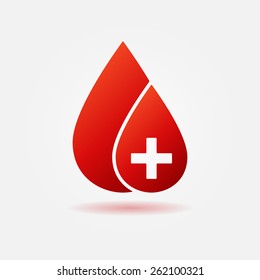 Blood Drop Red Vector Icon - Medical Logo Or Symbol