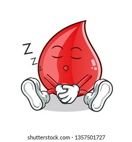 blood drop sleep mascot vector cartoon illustration