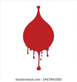 Gota de sangre con la silueta de la salpicadura aislada en el fondo blanco. Diseño de Ilustración vectorial de icono de gota de sangre.