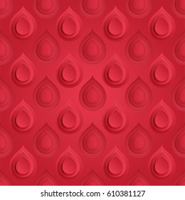 Blood Drop Symbol Seamless Pattern. Red Donor Background. 