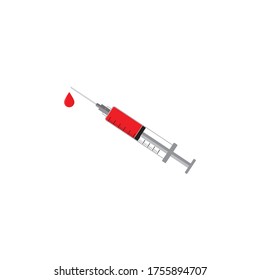 Blood drop and syringe, blood donor. vector