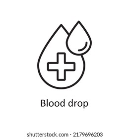 Ilustración de diseño de iconos del contorno vectorial de caída de sangre. Símbolo médico sobre archivo EPS 10 de fondo blanco