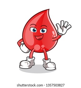 blood drop waving mascot vector cartoon illustration