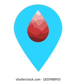 Blut hat das Pin-Symbol für den Standort-Kartenausschnitt fallenlassen. Element des Kartenpunktes für mobiles Konzept und Web-Apps. Icon für Website-Design und -Entwicklung, App-Entwicklung. Premium-Krankenhaus, Klinik, Pharmazie Symbol Zeichen.
