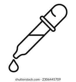 Vector de contorno del icono del cuentagotas de sangre. Codo de prueba. Comprobación de la nariz