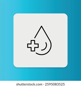 Blood drops and cross icon. Editable stroke. Vector illustration.	
