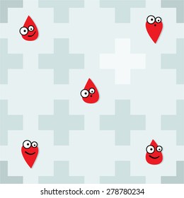 Blood drops and cross vector seamless background