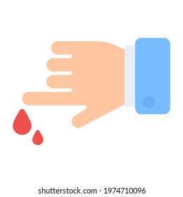 Blood Drops With Hand Showcasing Finger Cut Icon 