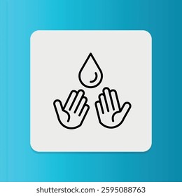 Blood drops and hands icon. Editable stroke. Vector illustration.