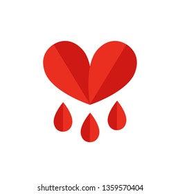 blood drops heart vector icon