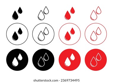 Icono de línea de gotas de sangre conjunto en un estilo relleno y delineado negro. adecuado para diseños de interfaz de usuario