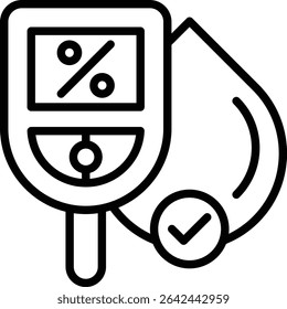 Blood drops on the glucometer display a percentage of the amount of blood sugar levels or something related to the medical world.