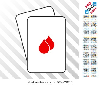 Blood Drops playing cards icon with 7 hundred bonus bitcoin mining and blockchain symbols. Flat vector elements for gambling and crypto- currency apps.