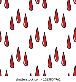 blood drops seamless doodle pattern, vector illustration