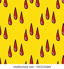blood drops seamless doodle pattern, vector illustration