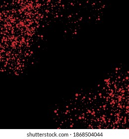 Bluttropfen und -splatten einzeln auf schwarzem Hintergrund. Halloween-blauer Hintergrund