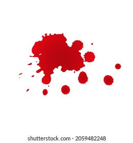 Blood drops and splatters on white background. Vector illustration
