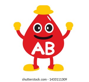 Blood drops with blood type vector illustration background.