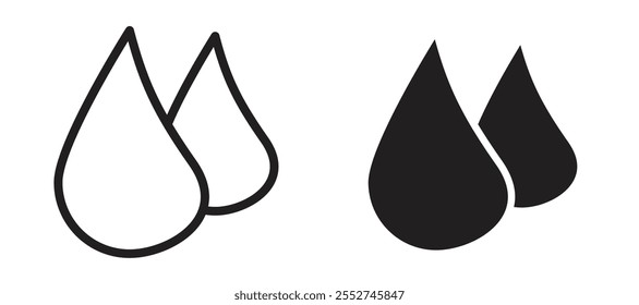 Conjunto de iconos de Vector de gotas de sangre relleno negro y estilo delineado.