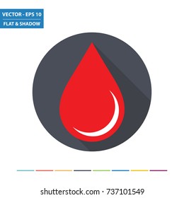 Blood flat icon with long shadow. Vector Illustration.