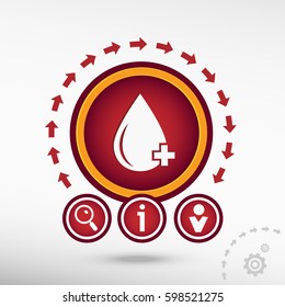 Blood flat icon on creative background. Red design concept for banner, web, advertising, print.   