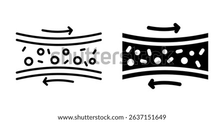 Blood flow icon. Line and silhouette style.
