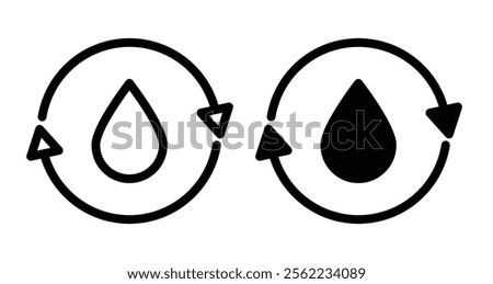 Blood flow Icons pack in outlined and flat versions