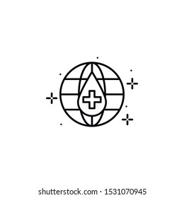 Blood, globe, drop icon. Element of Blood Donation icon. Thin line icon