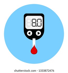 Blood glucose measuring device vector icon. Simple flat design. 
