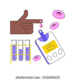 Blood Glucose Meter Abstract Concept Vector Illustration. Sugar Level Control At Home, Diabetes Mellitus, Blood Sample, Screen Test, Chronic Disease, Medical Check, Glucometer Abstract Metaphor.