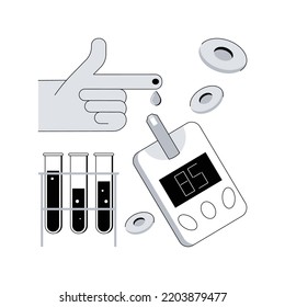 Blood Glucose Meter Abstract Concept Vector Illustration. Sugar Level Control At Home, Diabetes Mellitus, Blood Sample, Screen Test, Chronic Disease, Medical Check, Glucometer Abstract Metaphor.