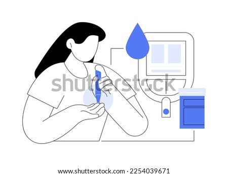 Blood glucose meter abstract concept vector illustration. Sugar level control at home, diabetes mellitus, blood sample, screen test, chronic disease, medical check, glucometer abstract metaphor.