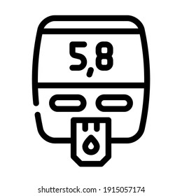 Blood Glucose Meter Device Line Icon Vector. Blood Glucose Meter Device Sign. Isolated Contour Symbol Black Illustration