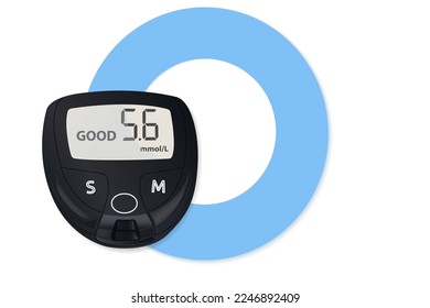 Blood glucose meter, glucometer vector drawing. A concept for proper insulin therapy for diabetic patients