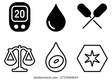 Blood glucose meter scale drop blood droplet and abstract shapes