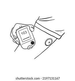 Blood glucose meter without puncture. Health care concept. Vector illustration.