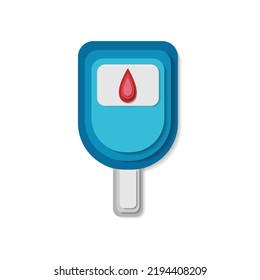 Blood Glucose Meter.Outline Blood Glucose Meter Testing Strip For Diabetes Icon.Vector Illustration.